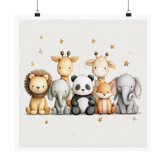 Cute Animal Nursery Wall Art, Kid's Room Decor, Baby Shower Gift, Playroom Decoration, Modern Matte Poster