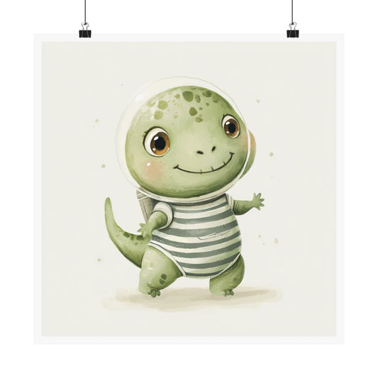 Cute Dinosaur Space Explorer Poster, Nursery Décor, Children's Room Wall Art, Baby Shower Gift, Playroom Decoration, Whimsical Art