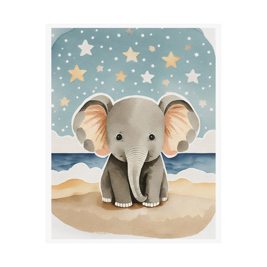 Cute Elephant Nursery Wall Art, Baby Shower Gift, Kids Room Decor, Matte Vertical Poster, Animal Print, Children's Room