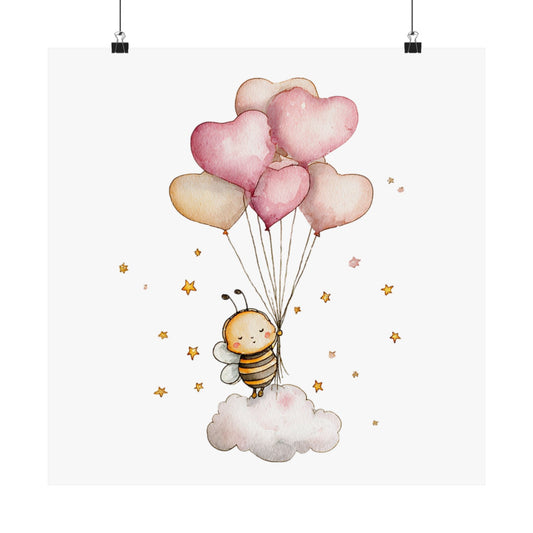 Whimsical Bee Vertical Poster, Nursery Wall Art, Baby Shower Gift, Cute Home Decor, Kid's Room Decoration