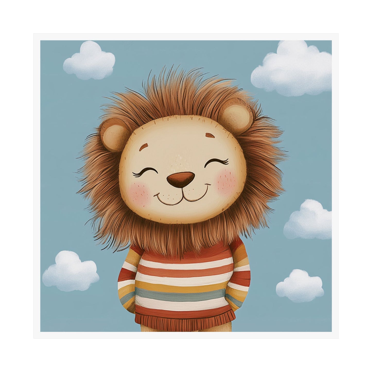Cute Lion Vertical Poster, Children's Room Decor, Nursery Art Print, Animal Wall Art, Playful Kid's Gift