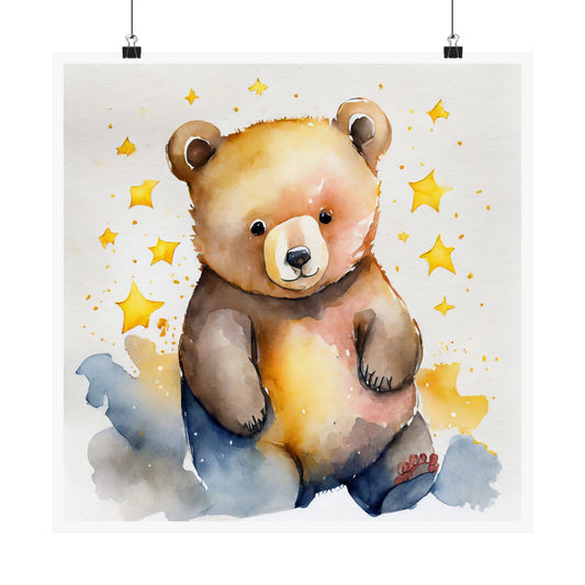 Adorable Bear Illustration Poster | Nursery Wall Art, Kids Room Decor, Cute Animal Print, Gift for Baby Shower, Children's Room Decoration
