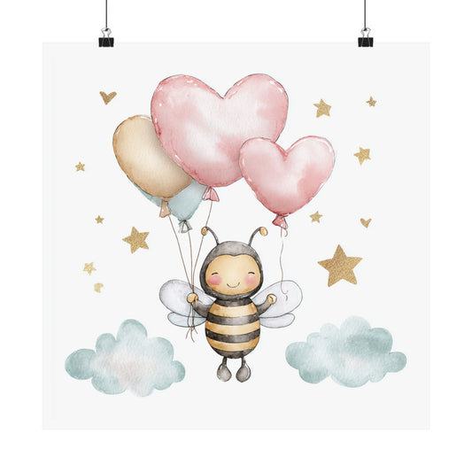 Cute Bee Love Vertical Poster for Kids, Nursery Wall Art, Baby Shower Decor, Playroom Decor, Baby Girl Gift