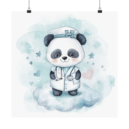 Cute Panda Doctor Poster, Nursery Wall Art, Baby Shower Decor, Kids Room Decor, Animal Print