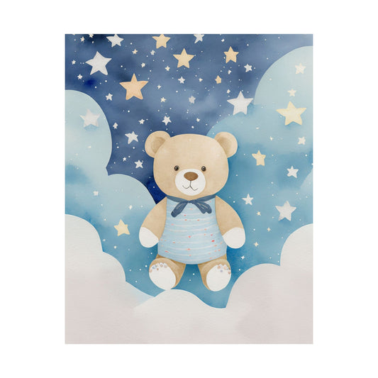 Cute Bear Nursery Wall Art Poster, Kid's Room Decor, Baby Shower Gift, Playroom Decoration, Watercolor Teddy Bear Print