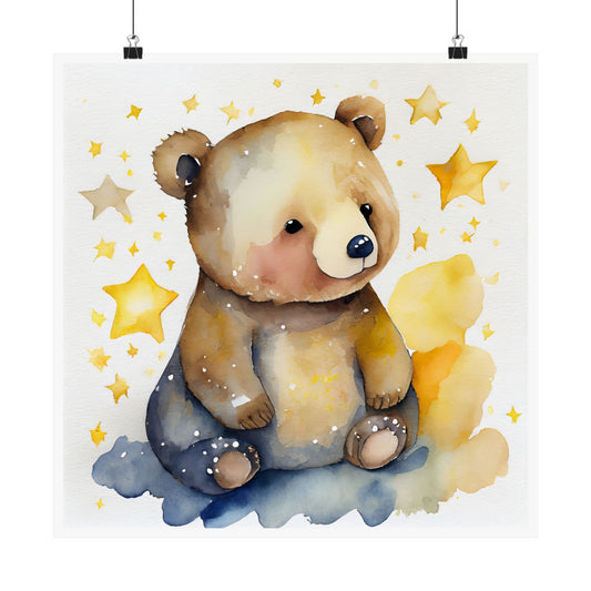 Watercolor Bear Art Print, Cute Nursery Decor, Child's Room Wall Art, Kids Room Decor, Baby Shower Gift