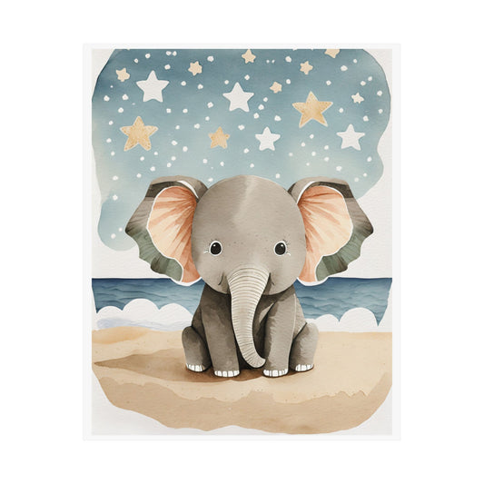 Cute Elephant Nursery Wall Art, Kids Room Decor, Baby Shower Gift, Animal Prints, Adorable Poster Decor, Matte Vertical Posters