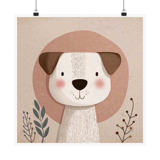 Cute Dog Matte Vertical Poster, Pet Lover Wall Art, Kids Room Decor, Nursery Print, Gift for Dog Owners, Playful Home Design
