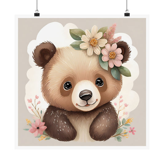 Cute Panda Wall Art Prints, Nursery Decor, Children's Room Decoration, Animal Poster, Floral Panda Art