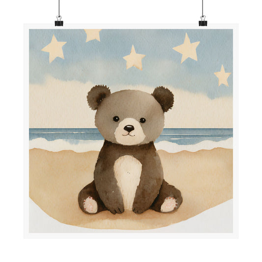 Cute Bear Vertical Poster, Nursery Wall Art, Kids Room Decor, Baby Shower Gift, Animal Print, Playroom Decoration