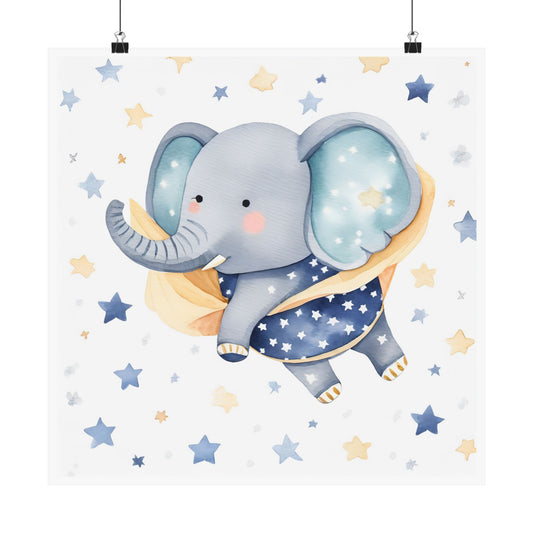 Whimsical Elephant Vertical Poster | Nursery Decor, Children's Room Art, Baby Shower Gift, Playroom Wall Art, Animal Print
