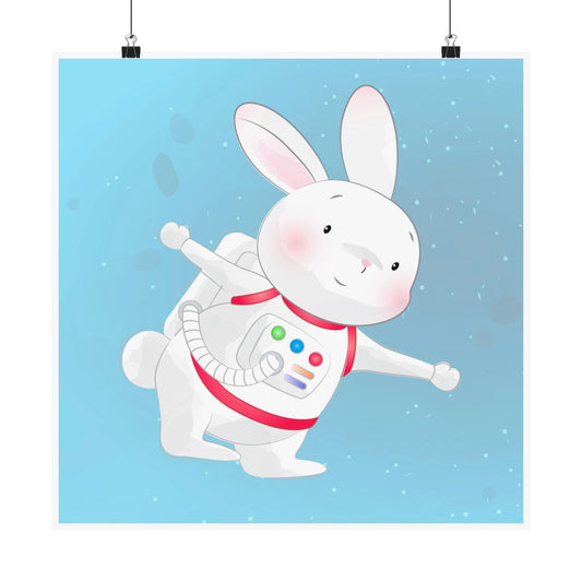 Cute Astronaut Bunny Poster, Nursery Wall Art, Kid's Room Decor, Space Themed Artwork, Birthday Gift for Children