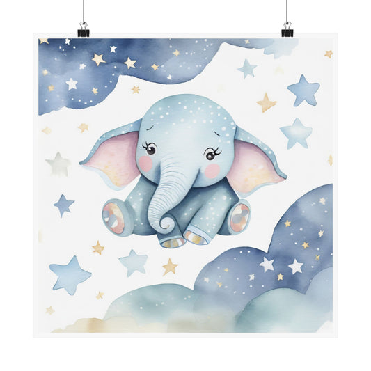 Cute Elephant Nursery Wall Art, Matte Vertical Posters, Baby Shower Gift, Kids Room Decor, Whimsical Animal Prints