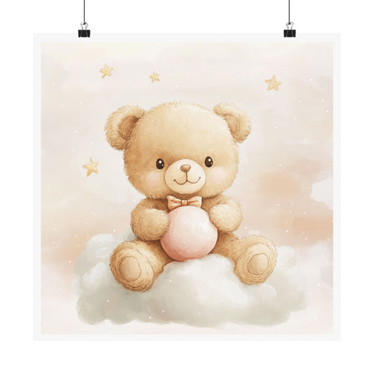 Cute Teddy Bear Wall Art Print, Nursery Decor, Baby Shower Gift, Child Room Poster, Adorable Animal Art
