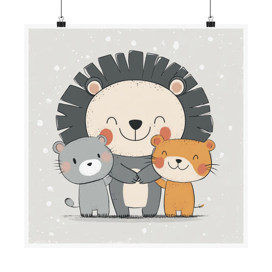Cute Animal Friends Vertical Poster, Nursery Art, Kids Room Decor, Baby Shower Gift, Whimsical Wall Art, Children's Room