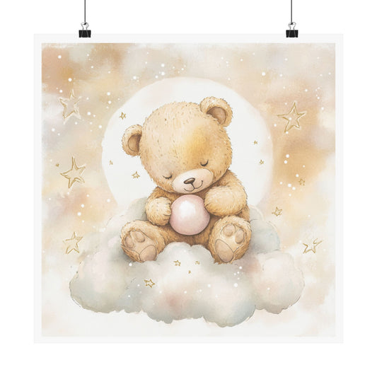 Cute Teddy Bear Nursery Art Print, Baby Shower Decor, Kids Room Wall Art, Soft Colors, Ideal Gift for Newborns