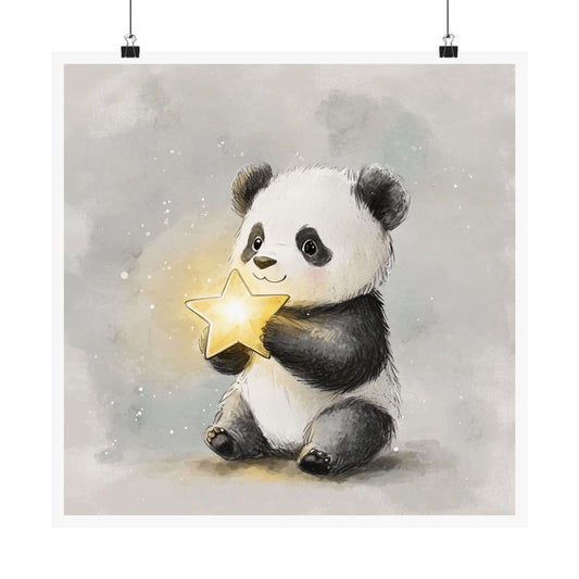Whimsical Panda Art Print, Cute Nursery Decor, Animal Wall Art, Kids Room Decoration, Gift for Children