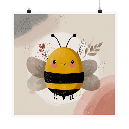 Cute Bee Matte Vertical Posters, Adorable Wall Art, Children's Decor, Nursery Print, Gift for Kids, Nature Inspired Art
