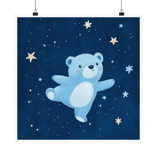 Cute Bear Nursery Wall Art, Blue Bear Poster, Kids Room Decor, Baby Shower Gift, Toddler Wall Art