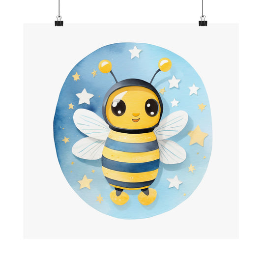 Cute Bee Art Print, Kids Room Decor, Nursery Wall Art, Honeybee Poster, Playroom Decor, Gift for Nature Lovers