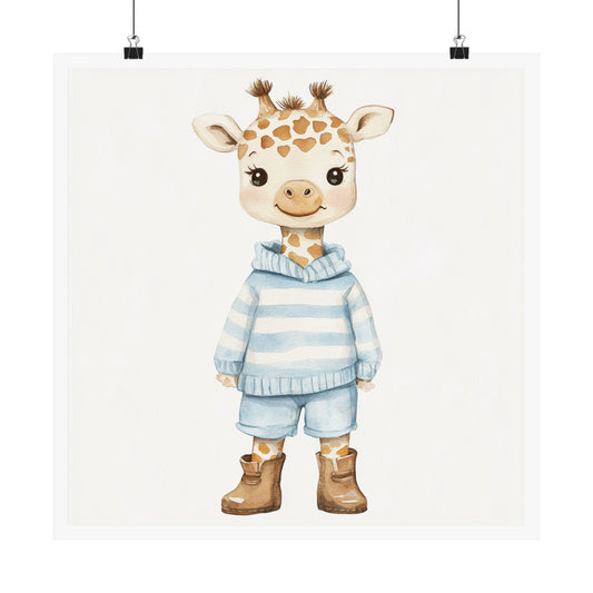 Cute Giraffe Child Illustration Poster, Nursery Decor, Kid's Room Art, Playroom Wall Art, Baby Shower Gift, Whimsical Animal Print