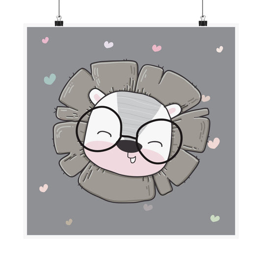 Cute Animal Matte Vertical Posters, Nursery Wall Art, Kids Room Decor, Playful Lion Print, Gift for Baby Shower, Child's Room