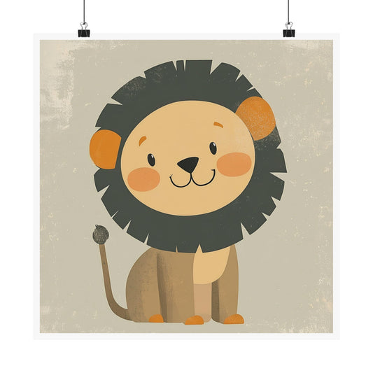 Cute Lion Nursery Wall Art, Matte Vertical Posters for Baby Room Decor, Animal Art Print, Kids Bedroom Decor, Safari Theme