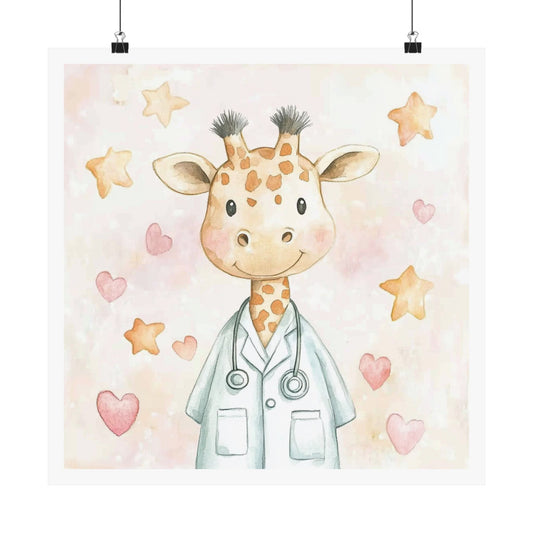Adorable Giraffe Doctor Poster, Nursery Art Print, Kid's Room Decor, Baby Shower Gift, Animal Wall Art