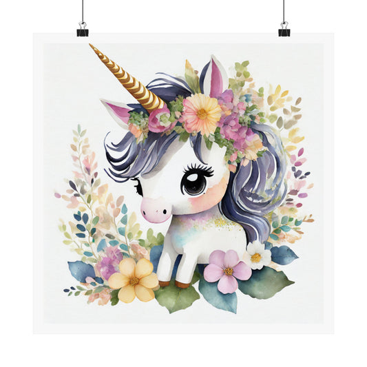 Whimsical Unicorn Poster, Kids Room Decor, Nursery Art, Magical Gift, Floral Unicorn Wall Art, Fantasy Decor, Playroom Decoration