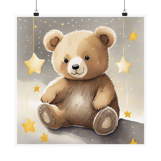 Cute Teddy Bear Nursery Wall Art, Kids Room Decor, Playroom Poster, Baby Shower Gift, Whimsical Animal Print