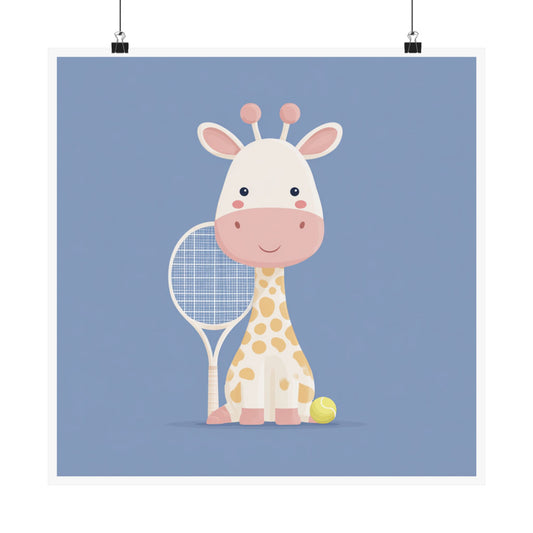 Cute Giraffe Tennis Poster, Kid's Room Decor, Sports Wall Art, Nursery Print, Baby Shower Gift, Playroom Decoration