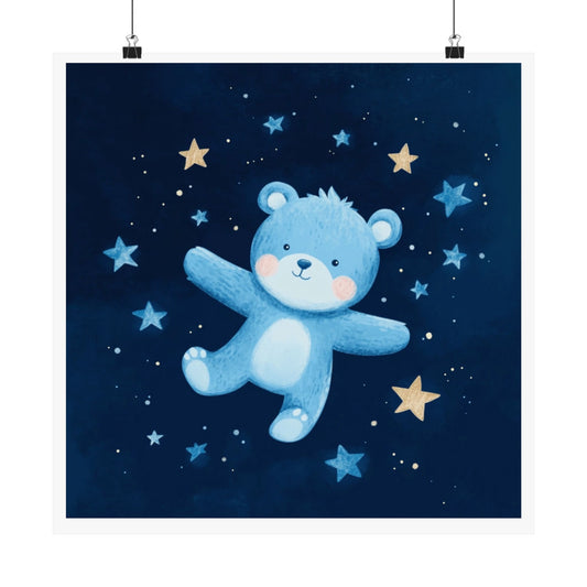 Cute Bear Nursery Art Print, Kids Room Decor, Baby Shower Gift, Wall Art, Children’s Room Decor, Starry Night Design