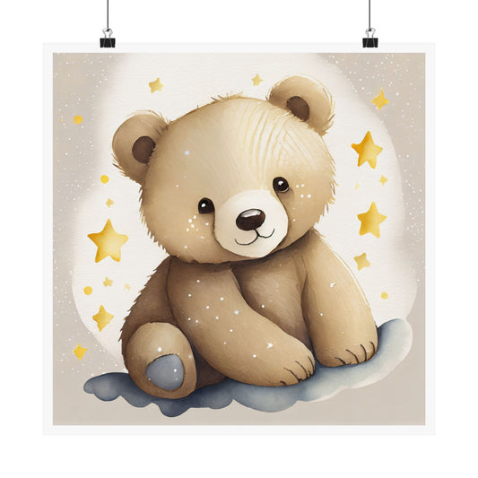 Cute Bear Kids Room Decor Poster, Nursery Wall Art, Children's Art Print, Baby Shower Gift, Cute Bear Illustration