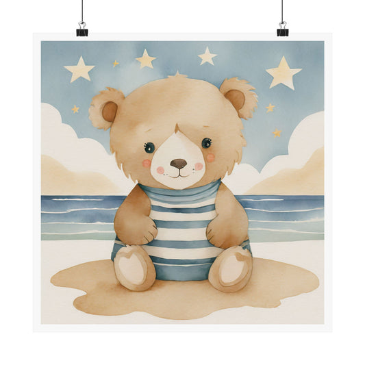 Adorable Bear Art Print, Kids Room Decor, Nursery Wall Art, Cute Animal Poster, Baby Shower Gift