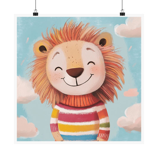 Colorful Lion Art Print - Playful Home Decor, Kids Room Wall Art, Nursery Decor, Animal Poster, Gift for Children