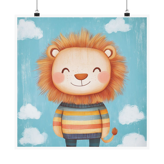 Cute Animal Wall Art, Kids Room Decor, Playful Lion Poster, Nursery Art, Childrens Gift, Baby Shower Decoration