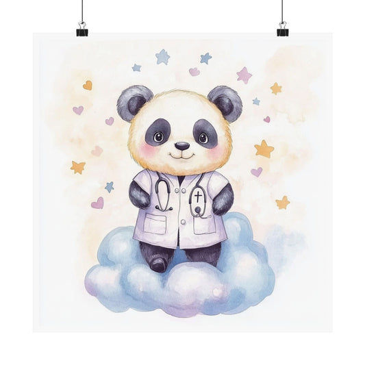 Cute Panda Doctor Vertical Poster, Kids Room Decor, Nursery Art, Animal Wall Art, Gift for Medical Professionals