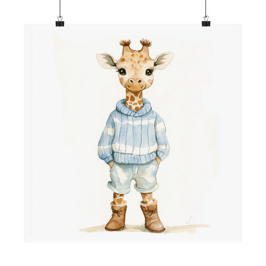 Playful Giraffe Kids' Wall Art Poster, Nursery Decor, Animal Print, Children's Room Art, Gifts for Baby Showers