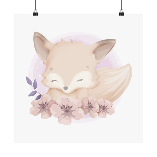 Charming Animal Art Prints, Cute Fox Poster, Nursery Wall Decor, Kids Room Art, Baby Shower Gift, Floral Illustration