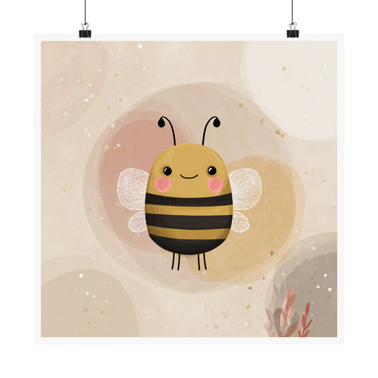 Cute Bee Matte Vertical Poster, Nursery Wall Art, Playroom Decor, Baby Shower Gift, Kid's Room Decoration, Insect Theme