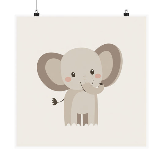 Cute Elephant Matte Vertical Poster, Nursery Wall Art, Baby Shower Gift, Kids Room Decor, Animal Art Print, Playroom Decoration