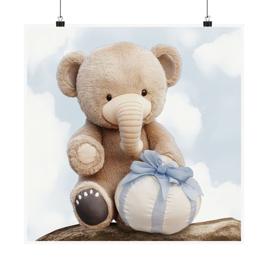 Cute Elephant Baby Shower Vertical Poster, Nursery Wall Art, Children's Room Decor, Gift for Baby Shower, Animal Art Print