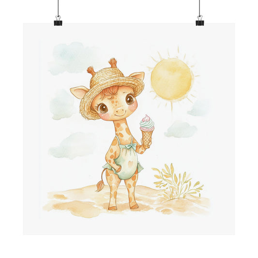 Cute Giraffe Wall Art Print, Nursery Decor, Kids Room Poster, Gift for Baby Shower, Whimsical Animal Art