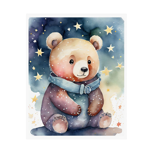 Cute Bear Art Print, Nursery Decor, Kids Room Wall Art, Watercolor Posters, Animal Print for Baby Shower
