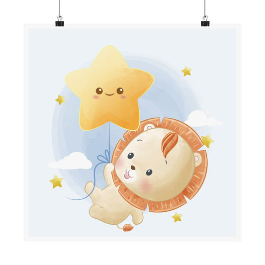 Adorable Lion & Star Matte Vertical Posters, Nursery Wall Art, Kids Room Decor, Playroom Print, Baby Shower Gift
