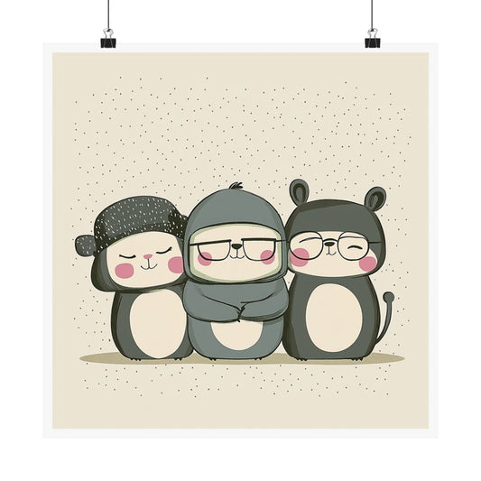 Cute Animal Friends Vertical Posters, Kid's Room Decor, Playroom Wall Art, Whimsical Nursery Decor, Gift for Animal Lovers