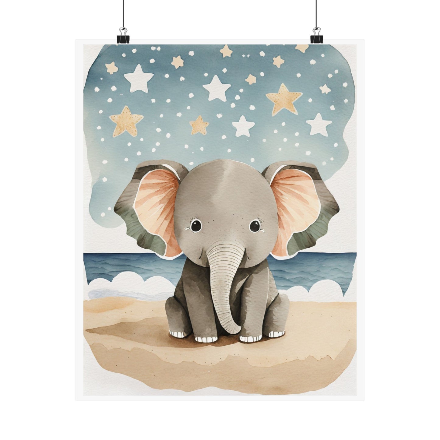 Cute Elephant Nursery Wall Art, Kids Room Decor, Baby Shower Gift, Animal Prints, Adorable Poster Decor, Matte Vertical Posters