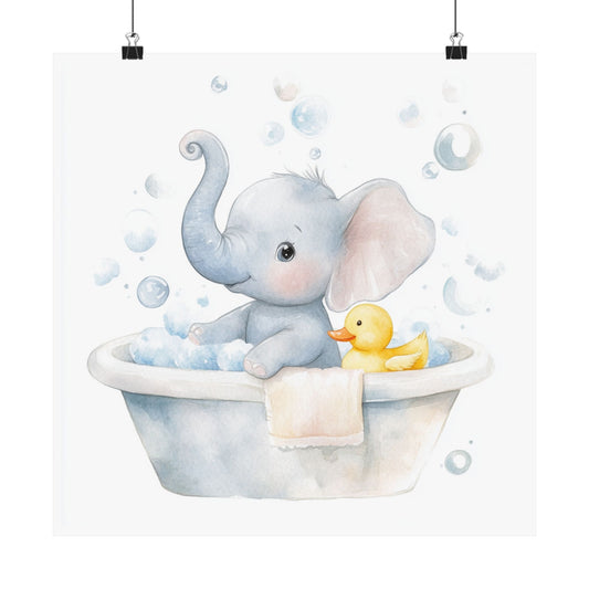 Baby Bath Elephant Poster, Nursery Wall Art, Children's Room Decor, Cute Bathroom Print, Baby Shower Gift