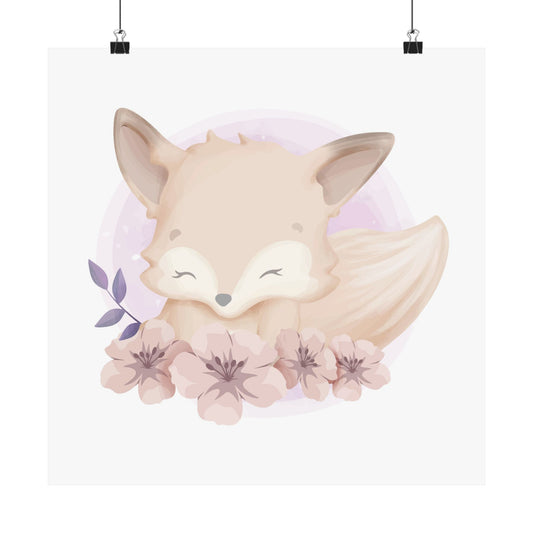 Charming Animal Art Prints, Cute Fox Poster, Nursery Wall Decor, Kids Room Art, Baby Shower Gift, Floral Illustration