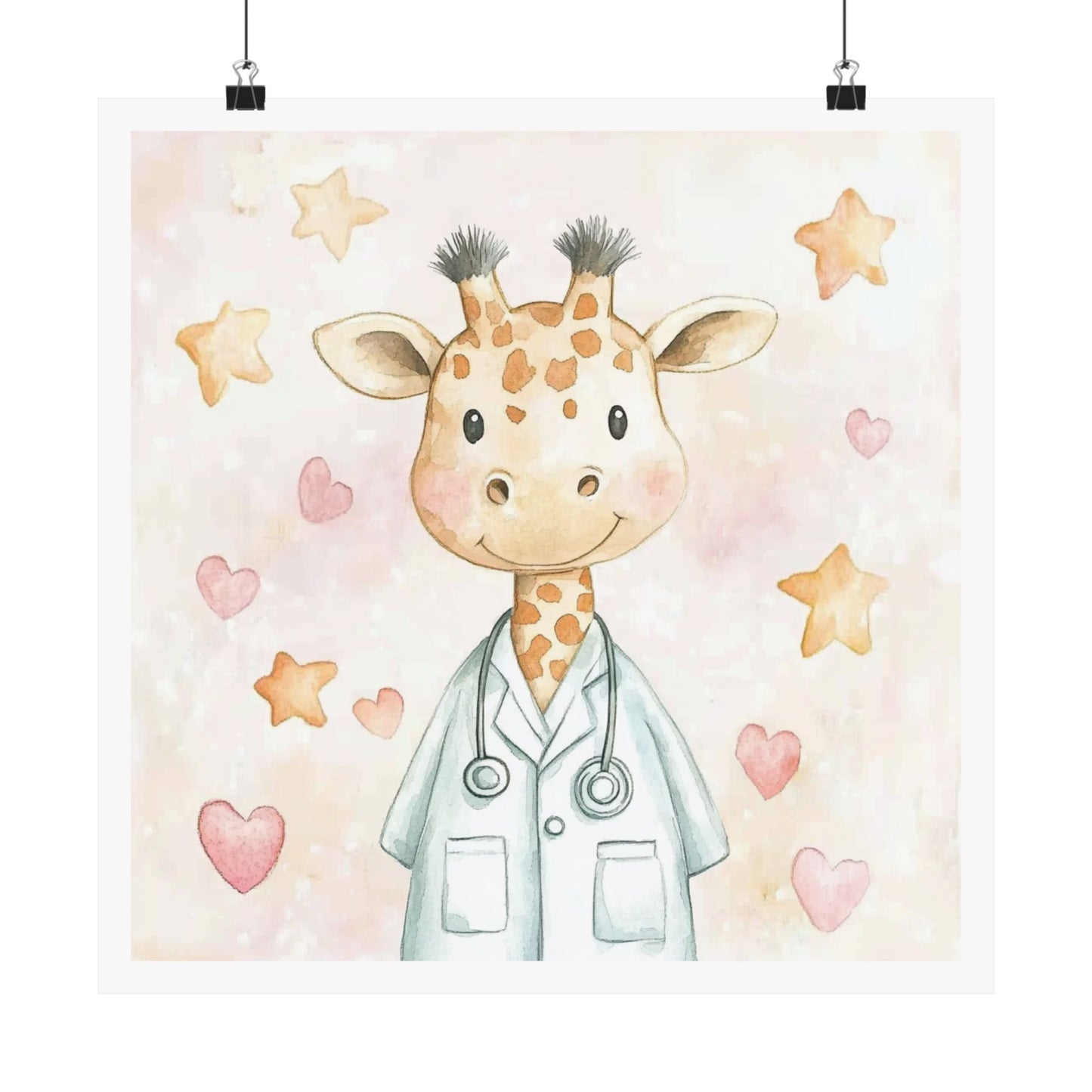 Adorable Giraffe Doctor Poster, Nursery Art Print, Kid's Room Decor, Baby Shower Gift, Animal Wall Art